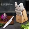 Hecef 15 Pieces White Kitchen Knife Set with Block and Sharpener, Ultra Sharp Chef Knife Set, Red Dot Award Winner